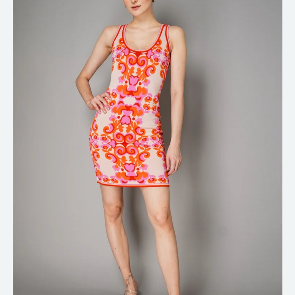 CARA CARA Brittania DRESS VENICE SCROLL PINK Size Medium New w Tags Retail $425